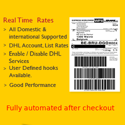 Automated DHL Express live/manual shipping rates, labels and pickup